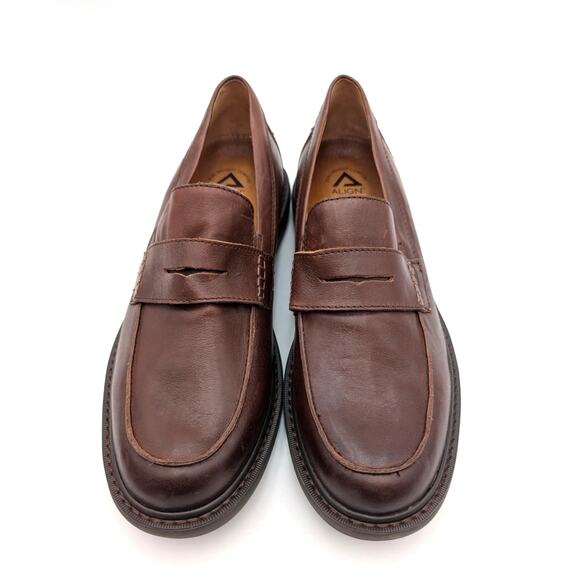 Align Archer Penny Loafer Shoes Round Toe Men\'s Whiskey Size US10M EU43